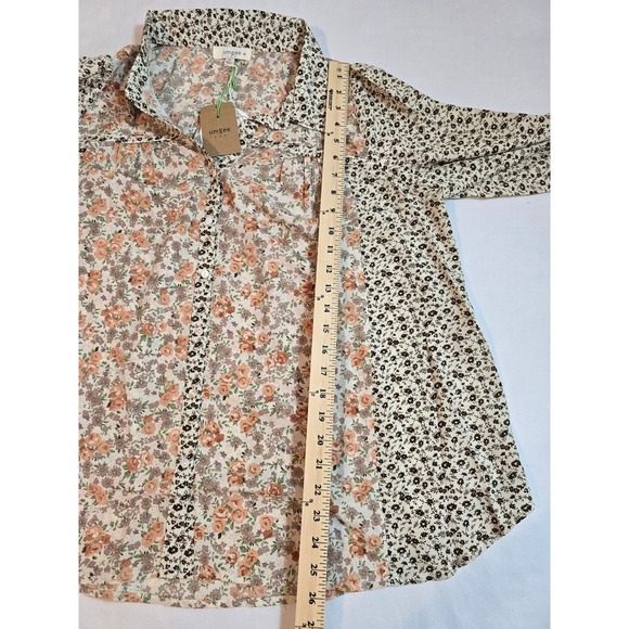 Umgee USA Floral Patchwork Long Sleeve Button Down Shirt Women Oversized XL New - Picture 8 of 11